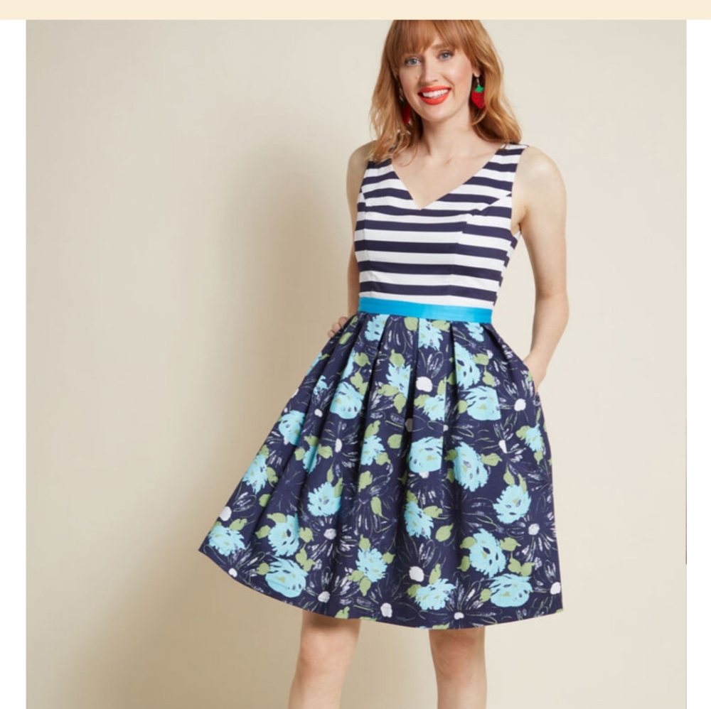 Modcloth Intriguing on Arrival Cotton Twofer Dress